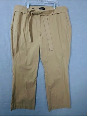 Talbots Heritage Dress Pants Size 16W Beige Belted High Rise Trousers